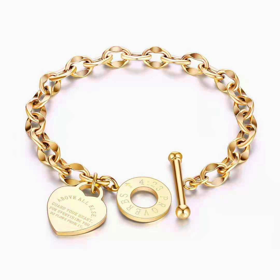 Wholesale Titanium Steel OT Buckle Love Stainless Steel Heart Bracelet