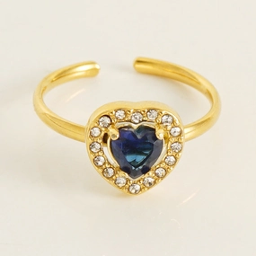 Wholesale Titanium Steel Plated 18K Gold Opening Adjustable Heart Ring