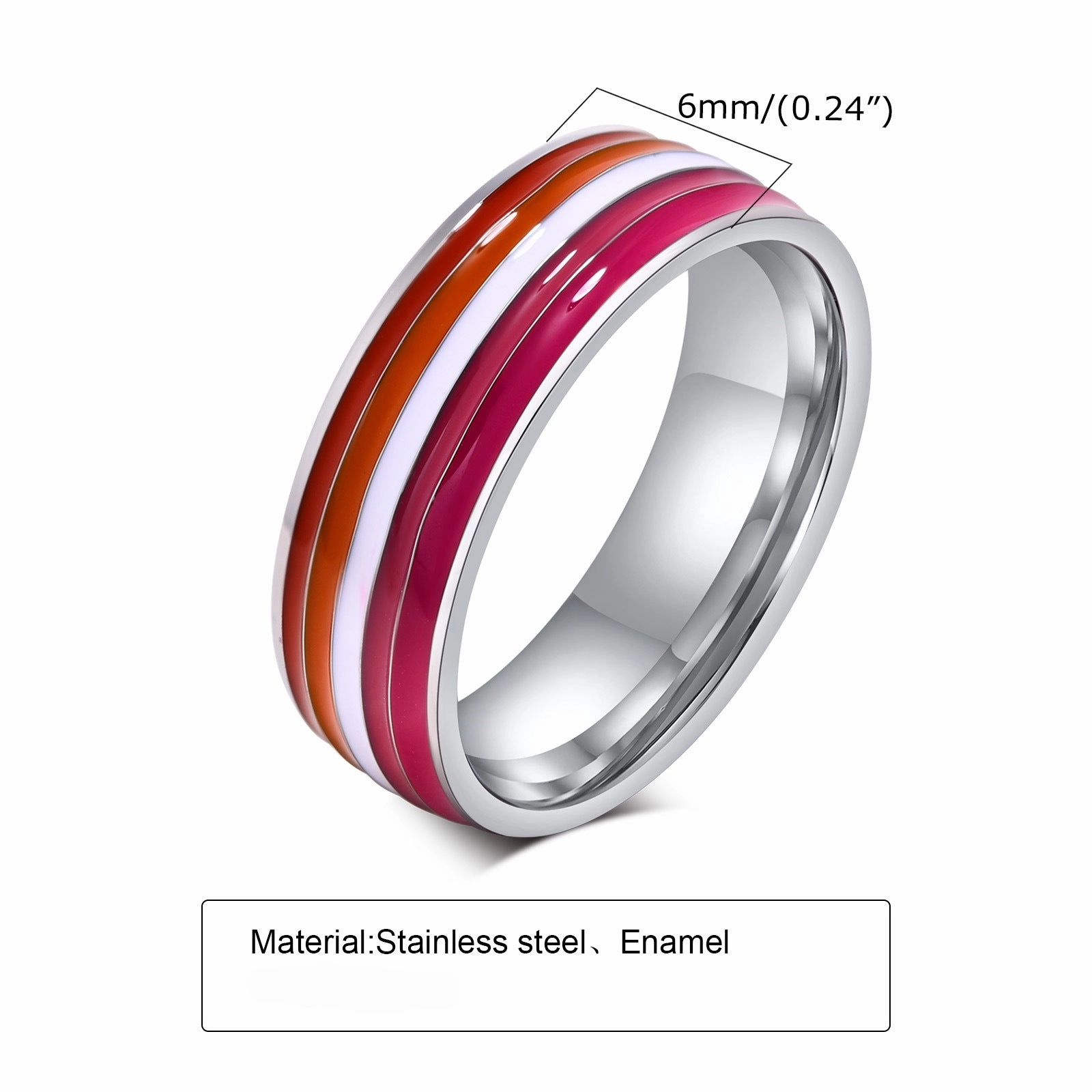 Wholesale Titanium Steel Rainbow 8mm Ring