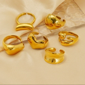 Wholesale Titanium steel ring for women, exaggerated love irregular smooth open ring for women