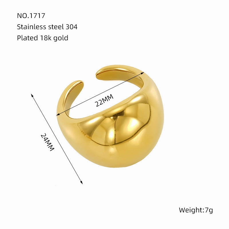 Wholesale Titanium steel ring for women, exaggerated love irregular smooth open ring for women