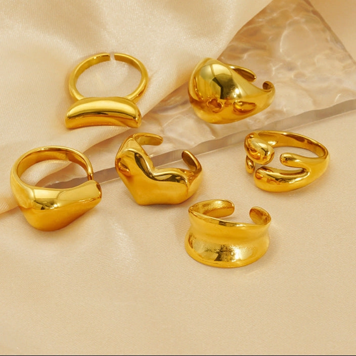 Wholesale Titanium steel ring for women, exaggerated love irregular smooth open ring for women