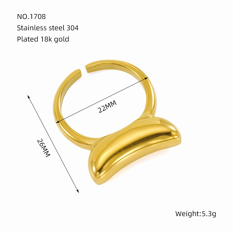 Wholesale Titanium steel ring for women, exaggerated love irregular smooth open ring for women