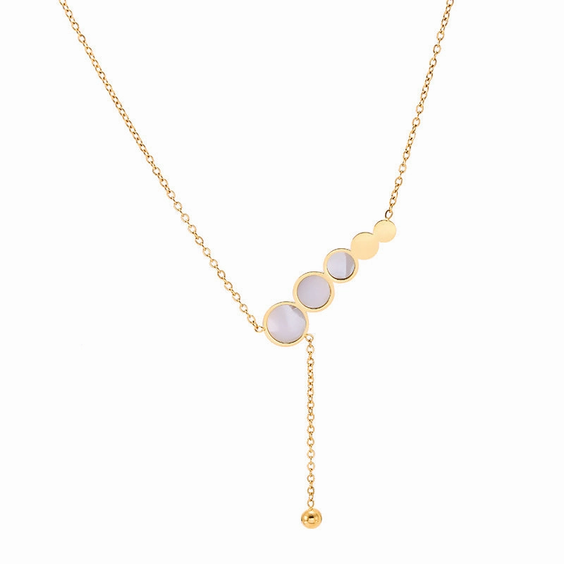 Wholesale Titanium Steel Rose Gold Four Leaf Clover Necklace Clavicle Chain