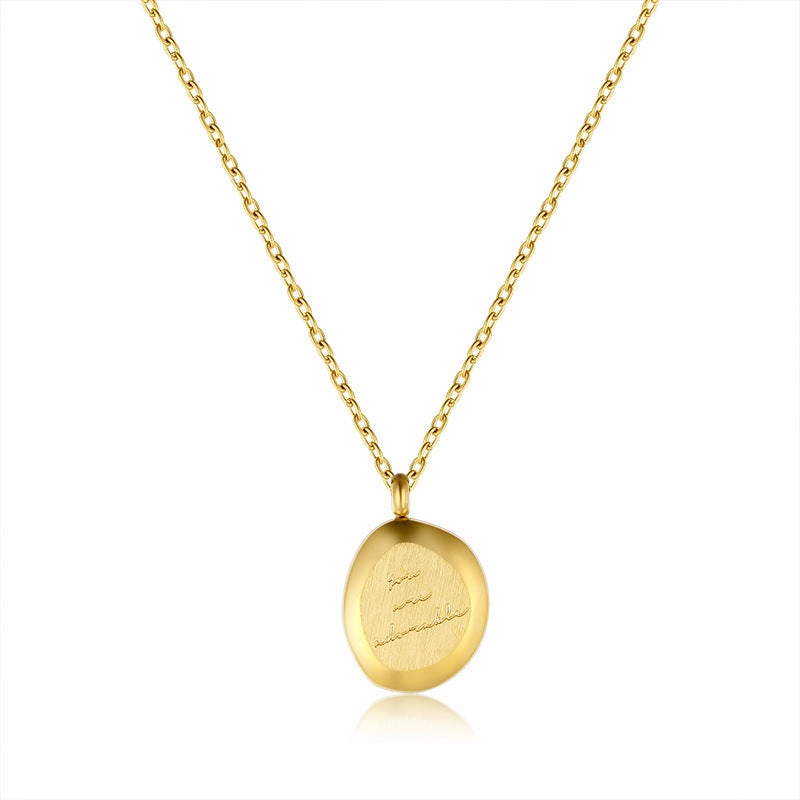 Wholesale titanium steel simple all-match brushed fog Golden irregular small gold block clavicle chain
