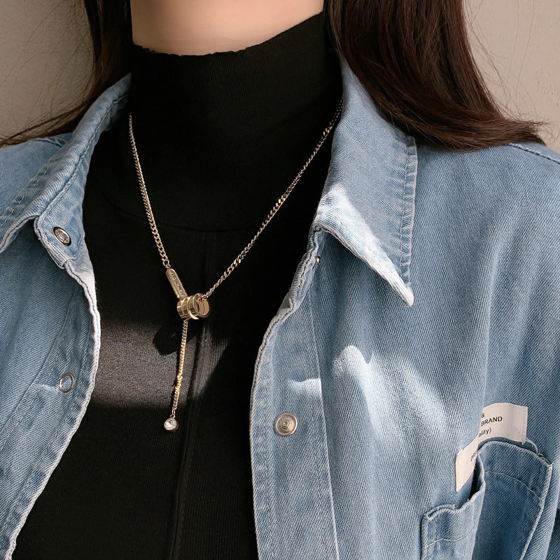 Wholesale Titanium Steel Simple and Versatile Forest Fringe Clavicle Chain