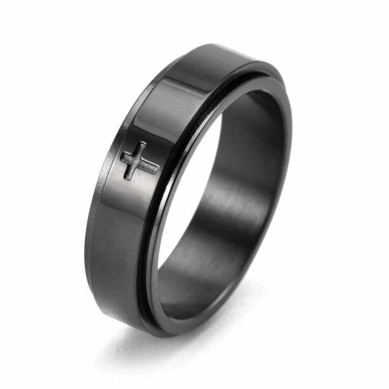 Wholesale Titanium Steel Simple Cross Rotatable Decompression Ring