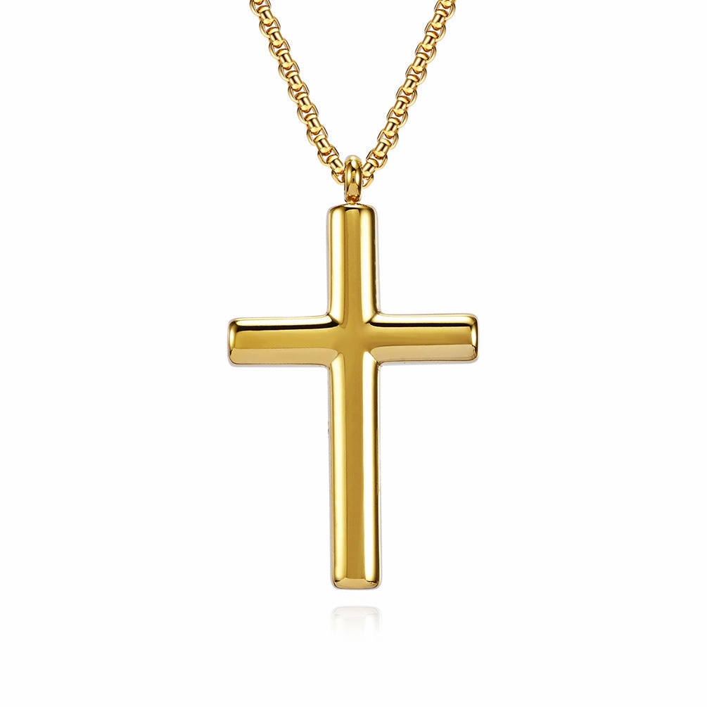 Wholesale Titanium Steel Simple Curved Cross Necklace