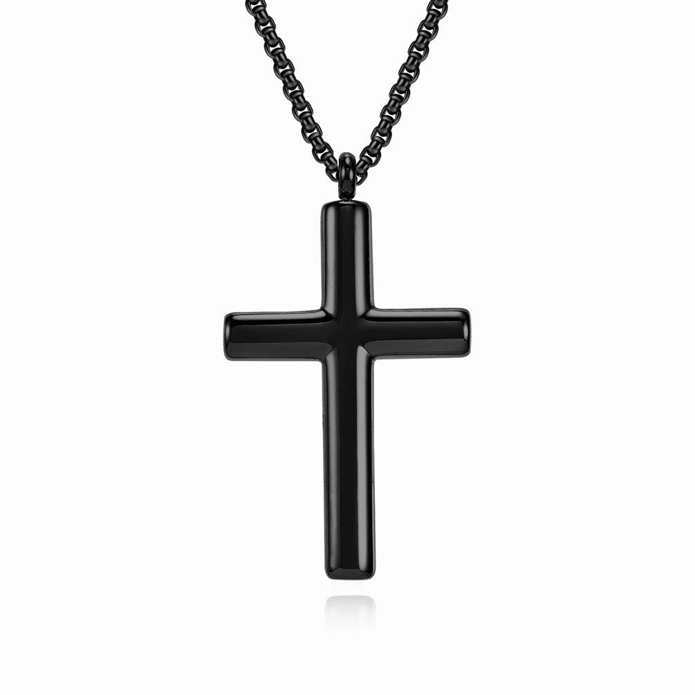 Wholesale Titanium Steel Simple Curved Cross Necklace