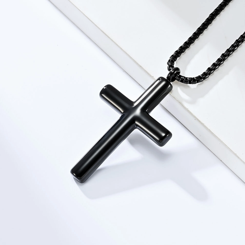 Wholesale Titanium Steel Simple Curved Cross Necklace