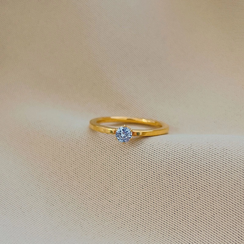 Wholesale Titanium Steel Six Prong Diamond Ring