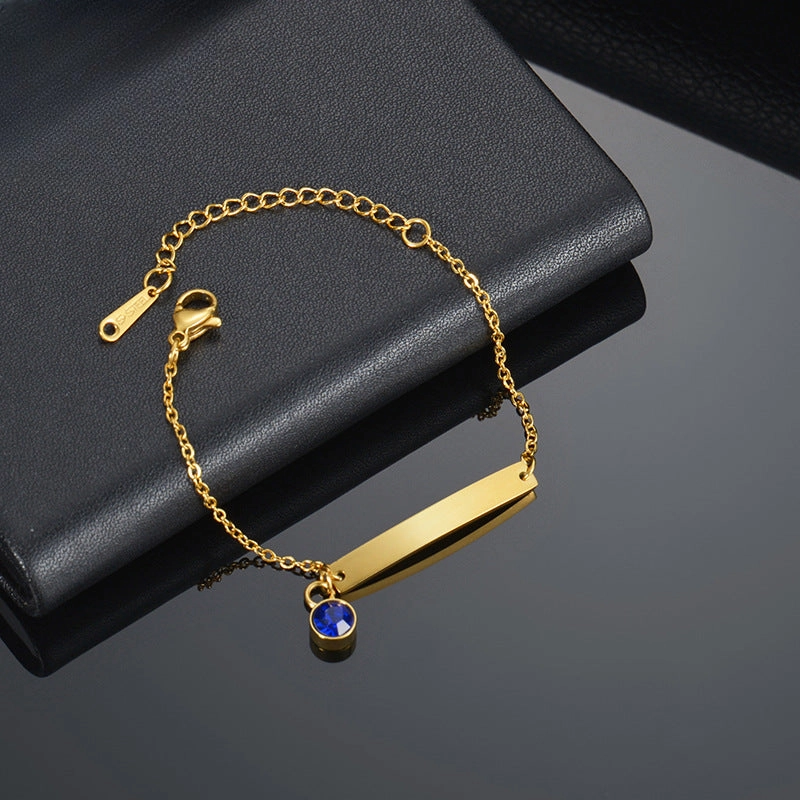 Wholesale Titanium Steel Smooth Curved Zirconia Bracelet