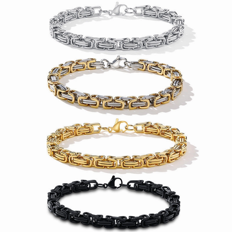 Wholesale Titanium Steel Square Gold Men's Bracelets