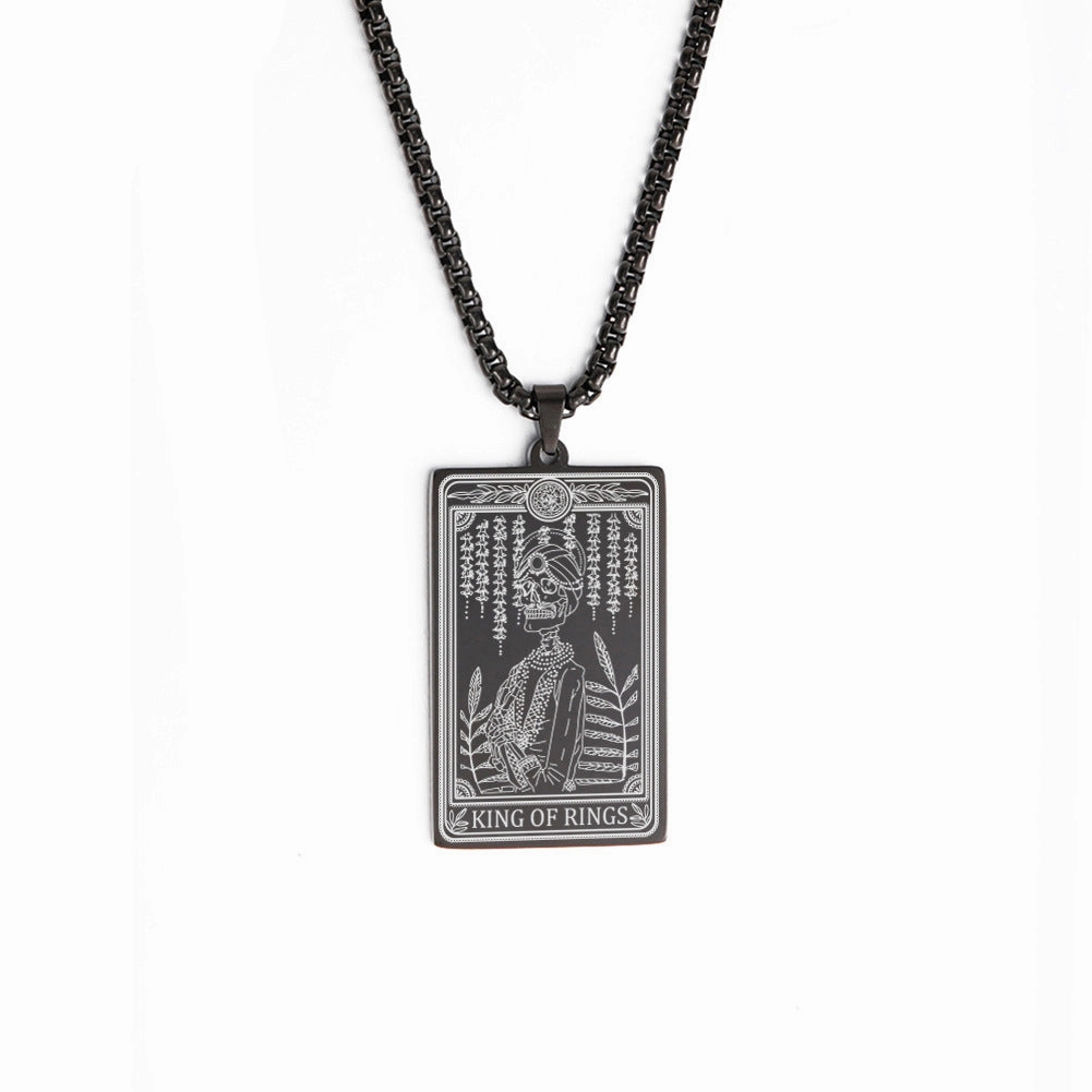 Wholesale Titanium Steel Square Tarot Card Series Ring King Stainless Steel Necklaces
