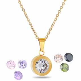 Wholesale Titanium steel stainless steel personality creative design ladies fashion DIY replaceable diamond 8 color necklace