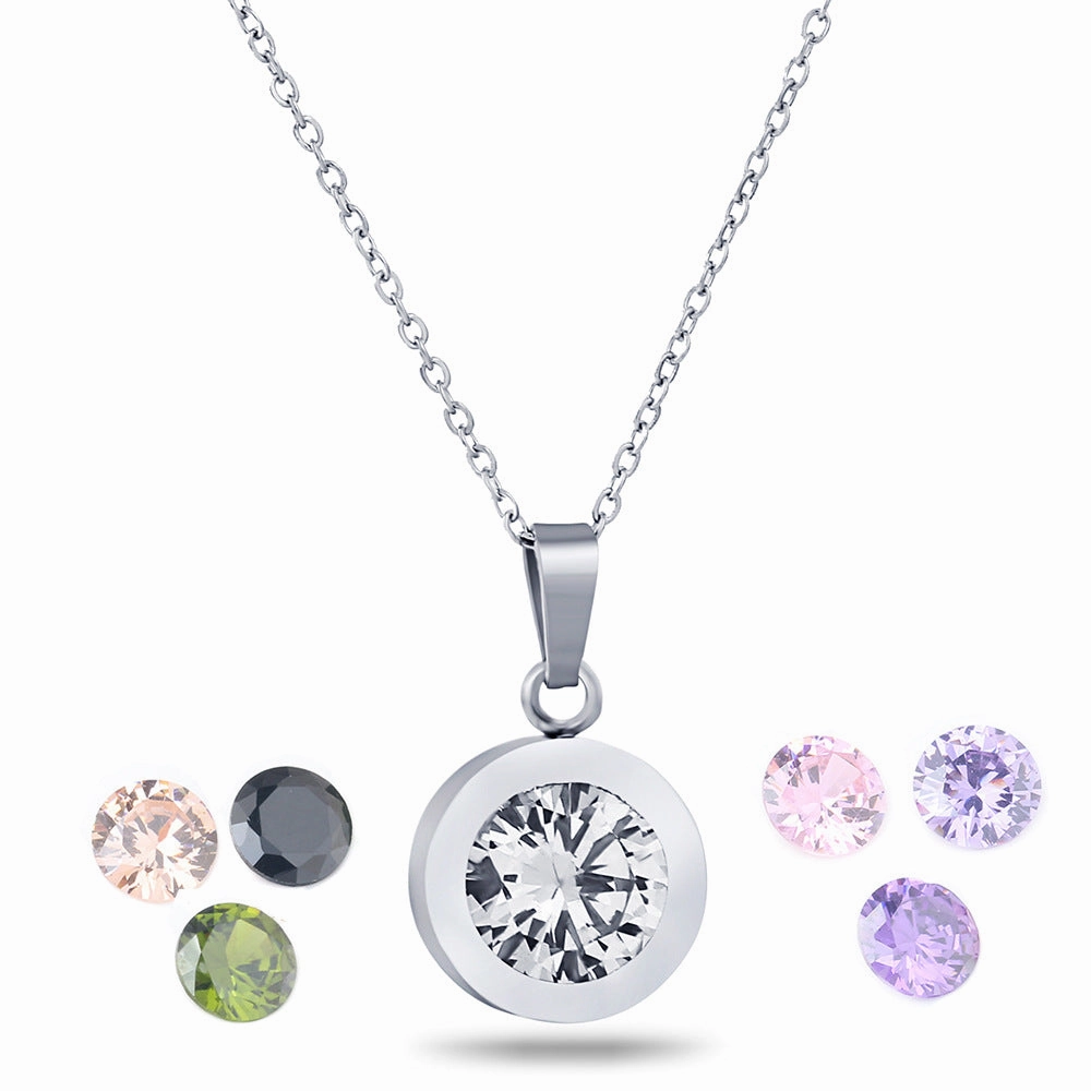 Wholesale Titanium steel stainless steel personality creative design ladies fashion DIY replaceable diamond 8 color necklace