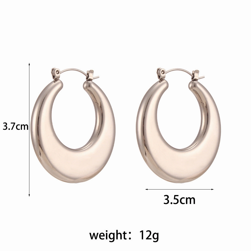 Wholesale Titanium Steel Stainless Steel Plated 18K Solid Glossy Earrings