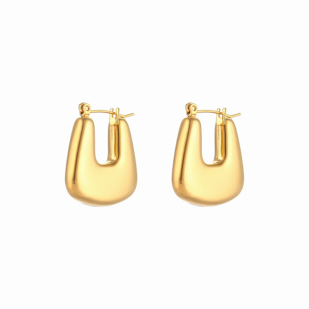 Wholesale Titanium Steel Stainless Steel Plated 18K Solid Glossy Earrings