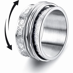 Wholesale Titanium Steel Swivel Daisy Flower Ring
