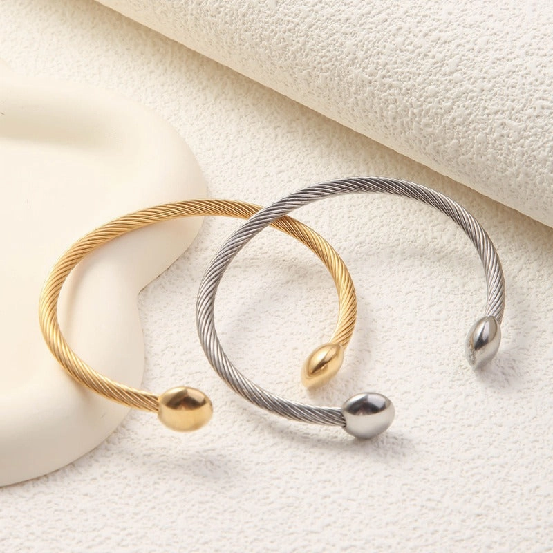Wholesale Titanium Steel Threaded Opening Adjustable 18K Gold Vacuum Plated Non Fading Trendy Bracelet
