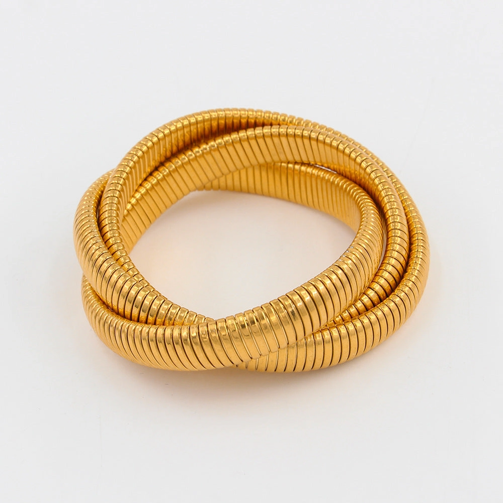 Wholesale Titanium Steel Three -layer Wound Vacuum 18K Gold -plated Bracelet