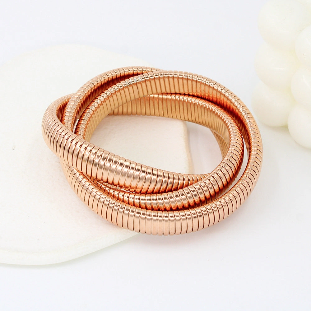 Wholesale Titanium Steel Three -layer Wound Vacuum 18K Gold -plated Bracelet
