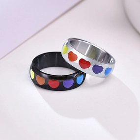Wholesale Titanium Steel Titanium Steel LGBT Heart Ring