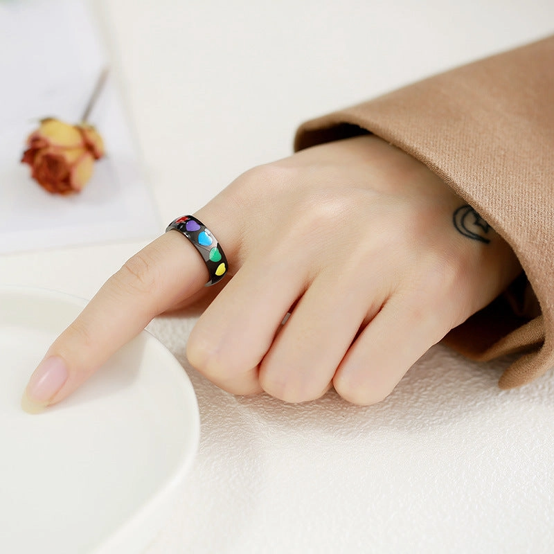 Wholesale Titanium Steel Titanium Steel LGBT Heart Ring