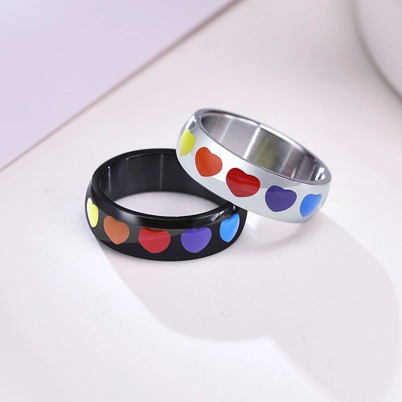 Wholesale Titanium Steel Titanium Steel LGBT Heart Ring