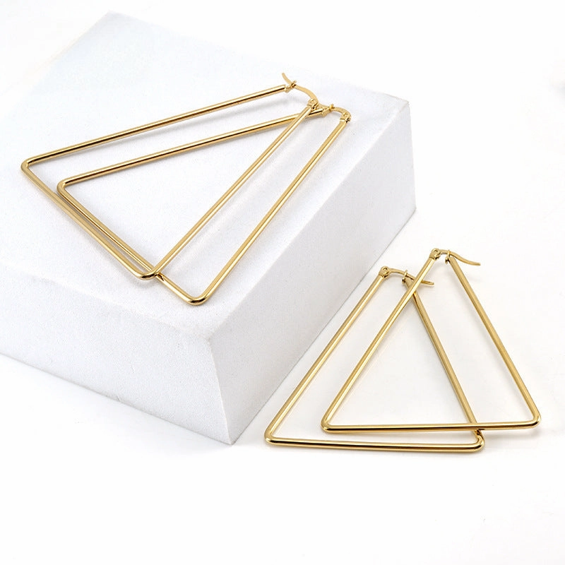 Wholesale Titanium Steel Triangle Earrings