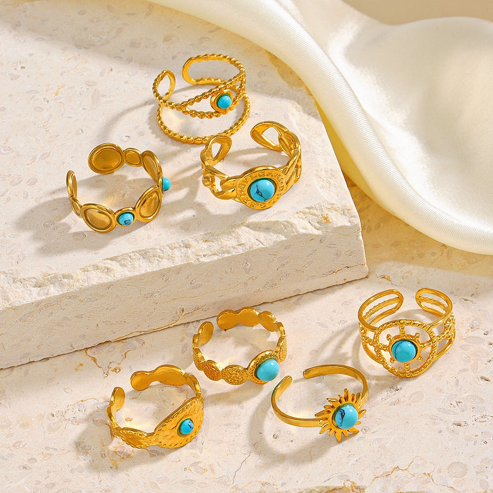 Wholesale Titanium Steel Turquoise Ring