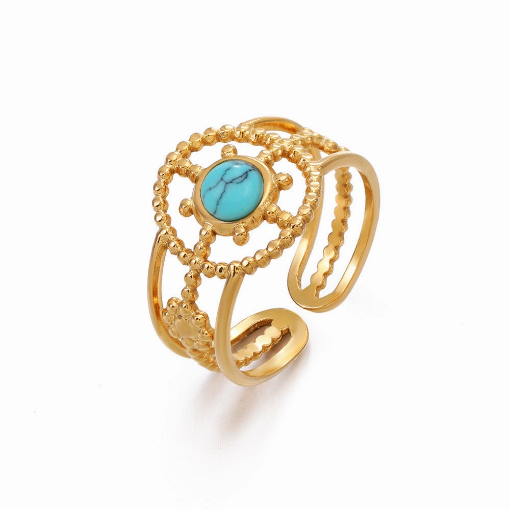 Wholesale Titanium Steel Turquoise Ring