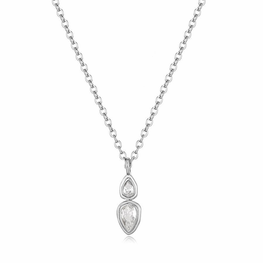 Wholesale Titanium Steel Zircon Oval Necklace