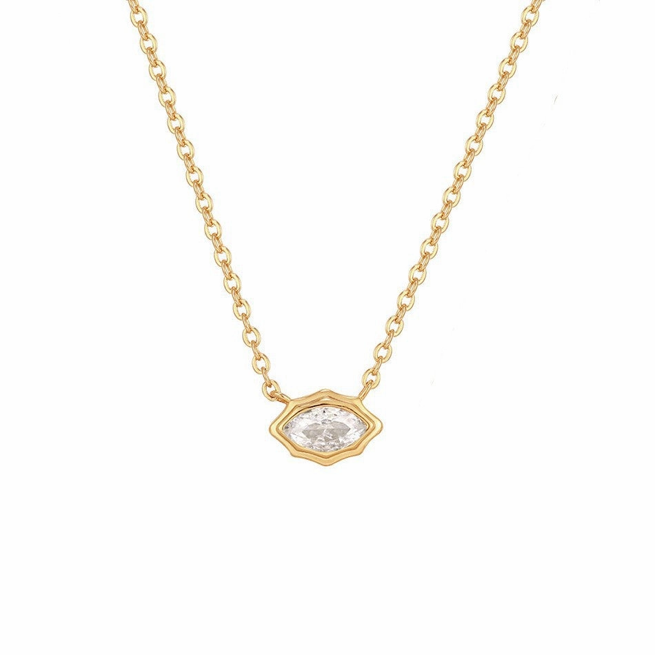 Wholesale Titanium Steel Zircon Oval Necklace