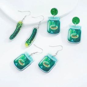 Wholesale Transparent Acrylic Vegetable Cucumber Earrings