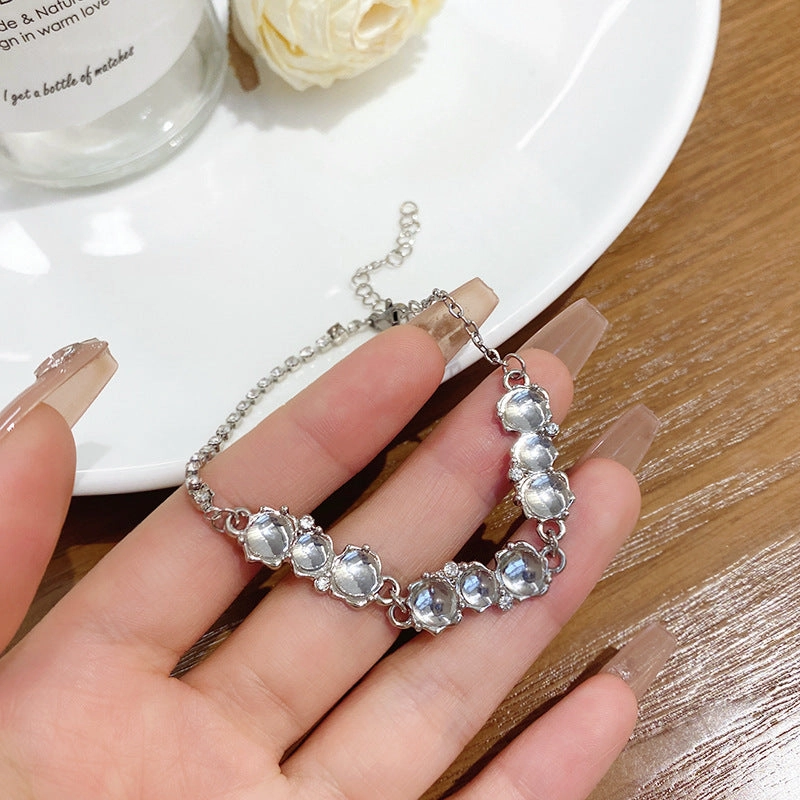 Wholesale Transparent Beads Silver Bracelet