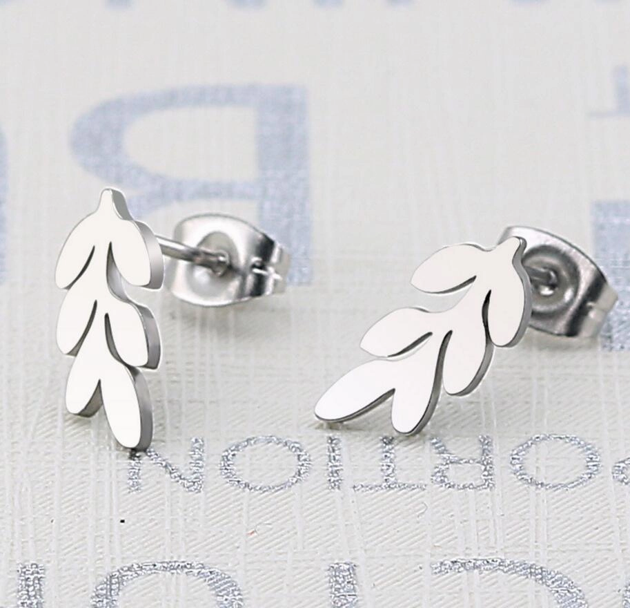 Wholesale Tree Leaf Stainless Steel Ear Studs