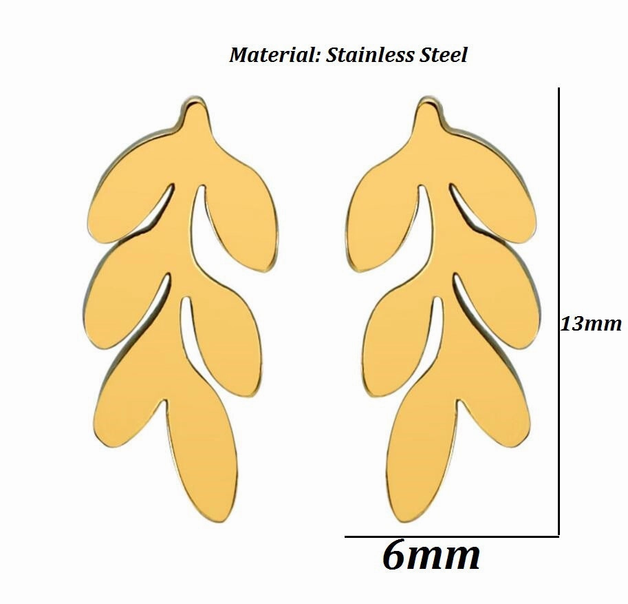 Wholesale Tree Leaf Stainless Steel Ear Studs