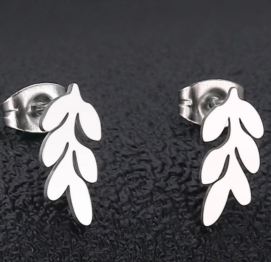 Wholesale Tree Leaf Stainless Steel Ear Studs