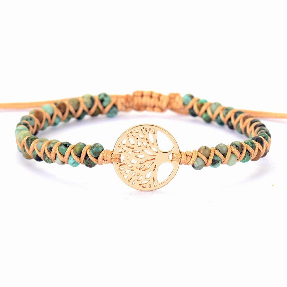 Wholesale Tree of Life Natural Stone Beaded Handwoven Bracelet