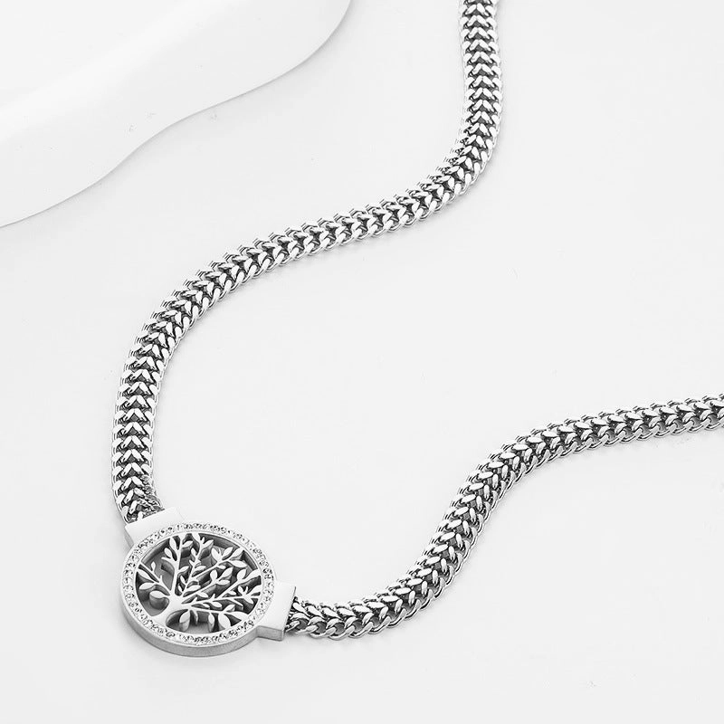 Wholesale Tree of Life Stainless Steel Double Layer Necklace