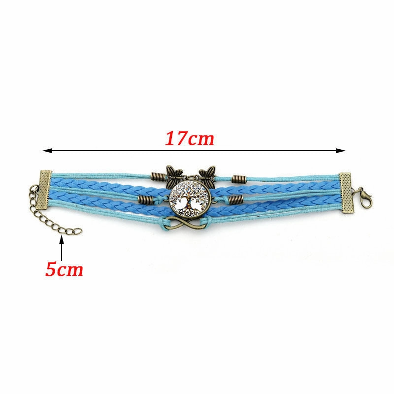 Wholesale Tree Of Life Time Gemstone Hand Woven Glass Alloy Bracelet