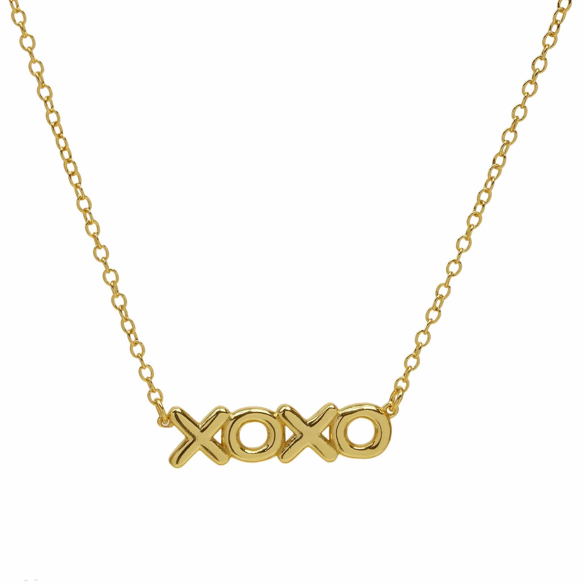 Wholesale Trendy 18k Gold-tone Brass Glossy Bubble Feel LOVE MAMA XOXO Pendant Necklace