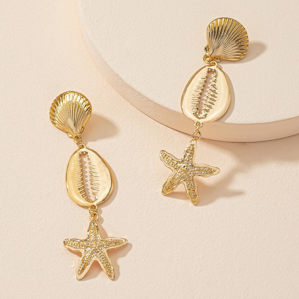 Wholesale Trendy and Versatile Shell Starfish Personality Exaggerated Earrings