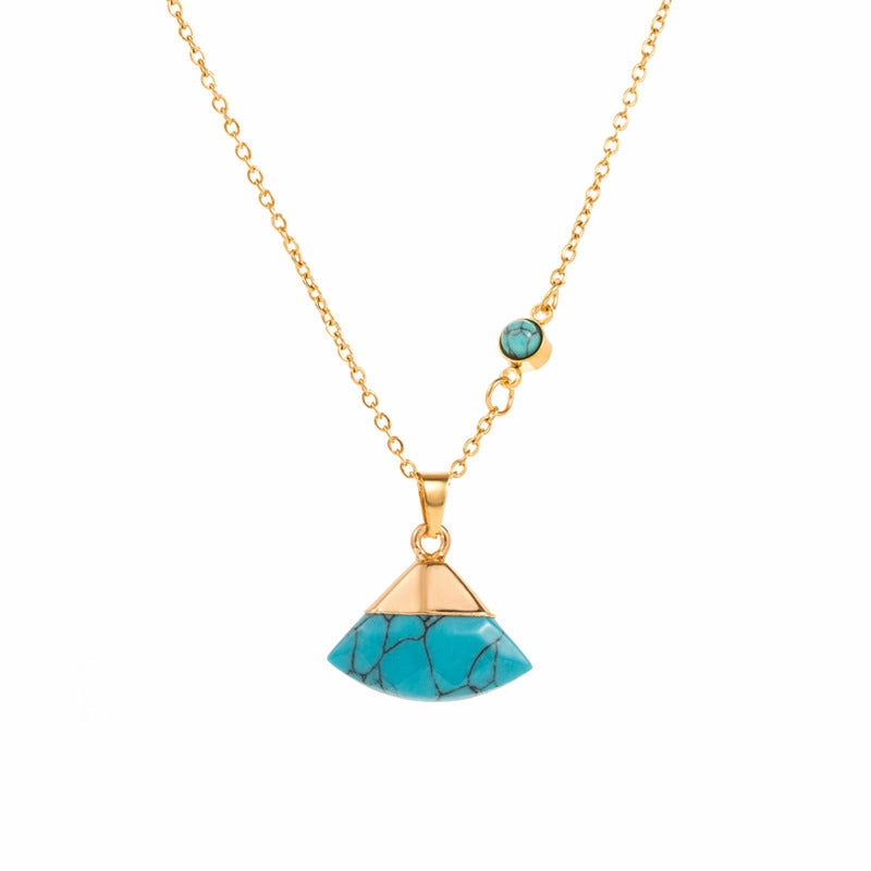 Wholesale Trendy Stainless Steel Retro Turquoise Titanium Steel Clavicle Chain