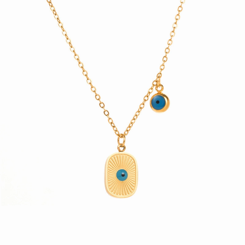 Wholesale Trendy Stainless Steel Retro Turquoise Titanium Steel Clavicle Chain