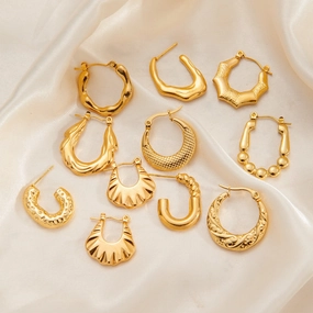 Wholesale Trendyy Metal Titanium Steel Geometric Glossy Retro Versatile Stainless Steel Earrings