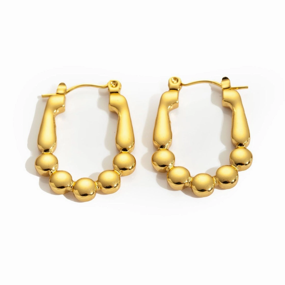 Wholesale Trendyy Metal Titanium Steel Geometric Glossy Retro Versatile Stainless Steel Earrings