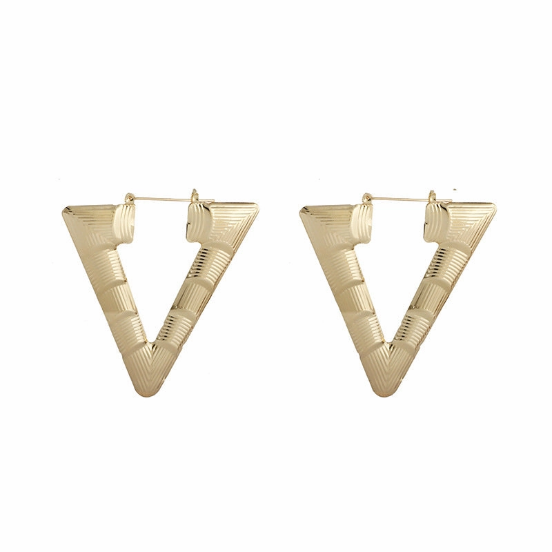 Wholesale Triangle Irregular Metal Slub Copper Earrings