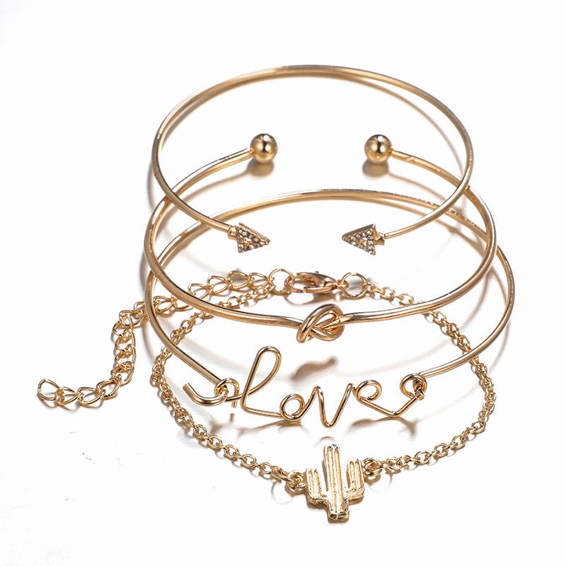Wholesale Triangular Opening Love Diamond Bracelet Four-piece Set